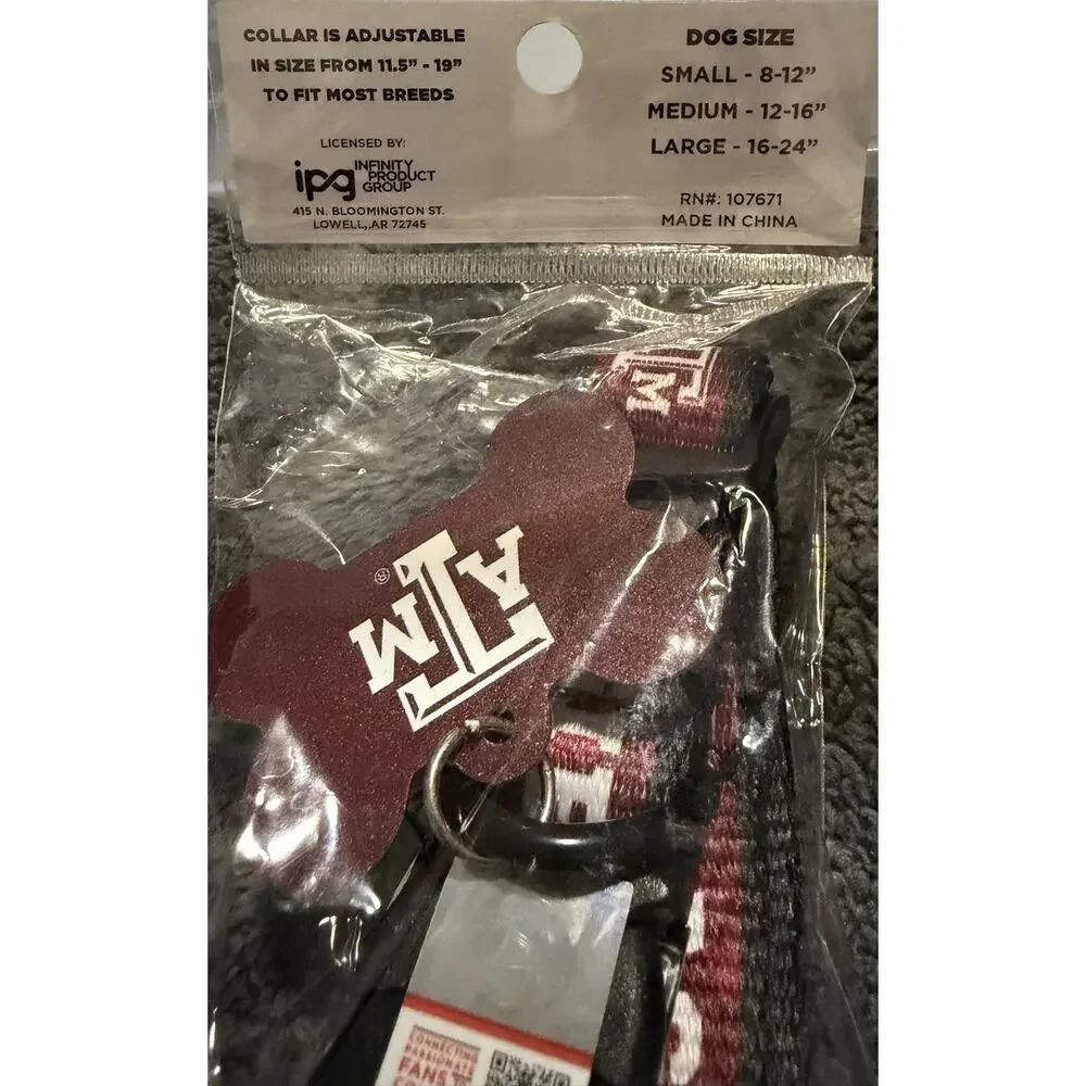 Texas A&M Aggies Dog Collar & Tag Set Adjustable 11.5–19” NCAA Pet – New